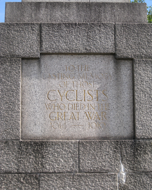 Inscription on the Cyclists' war memorial 