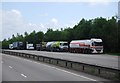 Lorries parked in a layby, A11