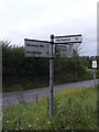 Road sign at the Hacheston Road junction