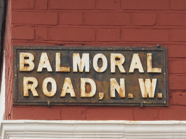 Sign for Balmoral Road, NW2
