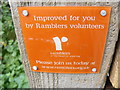 Ramblers sign on the footpath to the A1120