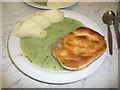 Traditional pie and mash with liquor