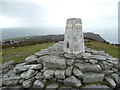 SH2182 : The trig point on Holyhead Mountain by Jeremy Bolwell