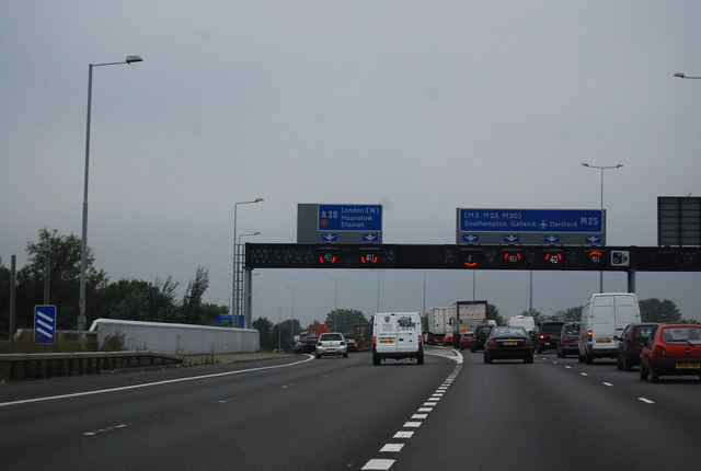 Junction 13 M25 Map M25: Junction 13, Anticlockwise © N Chadwick :: Geograph Britain And Ireland