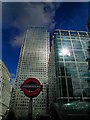 TQ3780 : Canary Wharf towers and the underground entrance / exit by Steve  Fareham