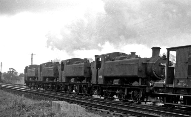 Four '9400' class 0-6-0 Pannier tanks are needed to bank an Up oil train on the Lickey Bank