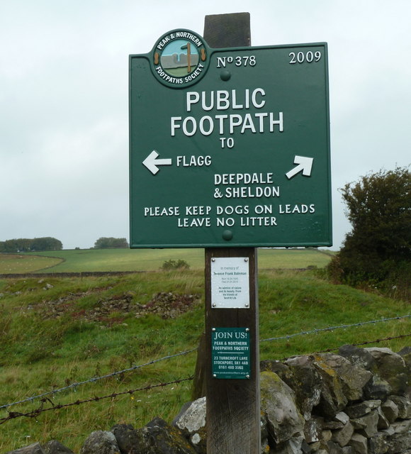 Footpath sign, Peak & Northern Footpaths Society
