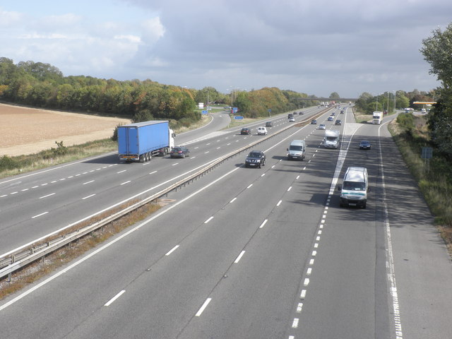 The M5 motorway, near Taunton Deane... © Roger Cornfoot cc-by-sa/2.0 ...