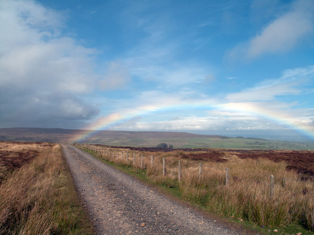 Road to Harwood Shield with rainbow © Trevor Littlewood cc-by-sa/2.0 ...