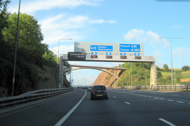 M5 Motorway Junction 31 - A30/A38 Ahead © Roy Hughes cc-by-sa/2.0 ...