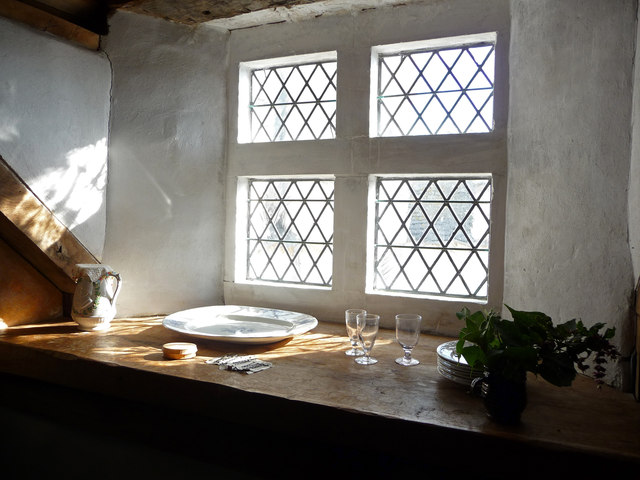 Windowsill in furnished attic room, Plas Mawr