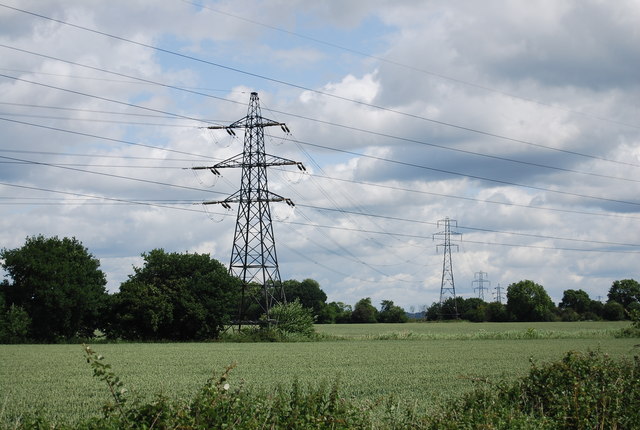 Pylons marching across the countryside © N Chadwick :: Geograph Britain ...