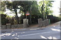 View across Portway of footpath to Letcombe Regis