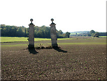 TM2961 : Disused gateposts south of Parham House, Parham by Evelyn Simak