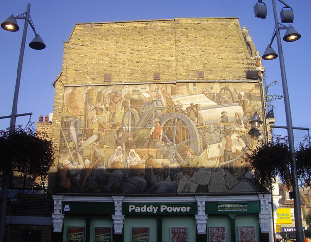 Mural 'One town that changed the world', Bell Corner, Dartford, Kent