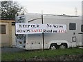 Protest banner for windfarm access road