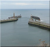 NZ9011 : Whitby piers and breakwaters by Graham Horn