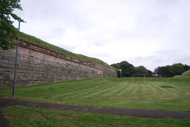 Football field below the ramparts
