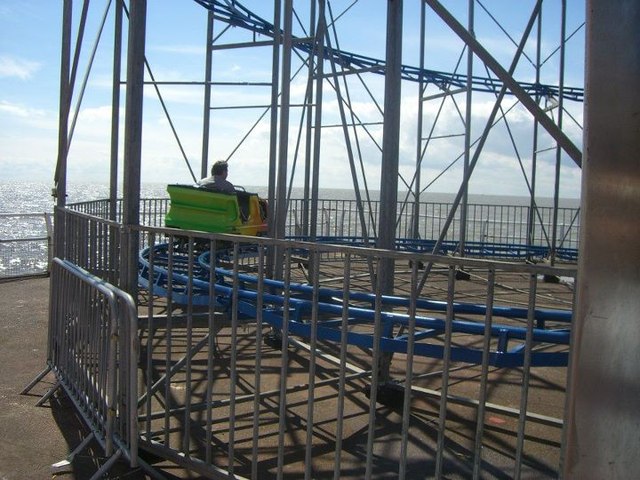 Rollercoaster goes around on Clacton Pier