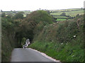 Steep hill down to Bugford Cross 