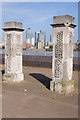 TQ3678 : Gate pillars, Deptford Strand by Philip Halling