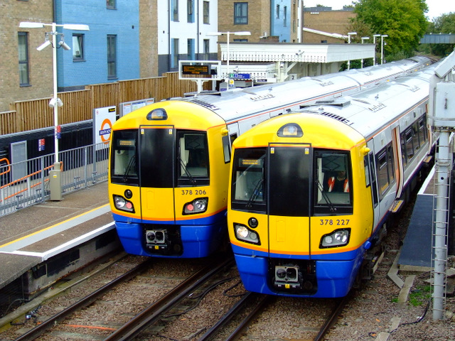Trains at South Acton station