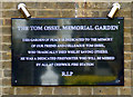 Tom Ossel Memorial Garden plaque