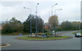 Six lamp posts on a mini-roundabout, Forge Hammer, Cwmbran