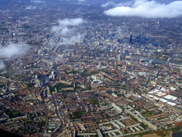 South London and the City of London from the air