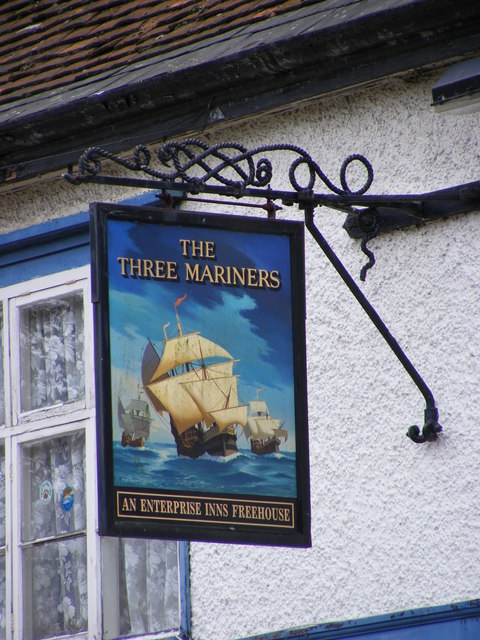 The Three Mariners Public House sign © Adrian Cable ...