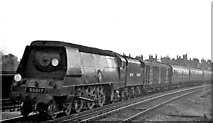 TQ3077 : Bulleid Pacific approaching Vauxhall during 1948 Exchange trials by Ben Brooksbank