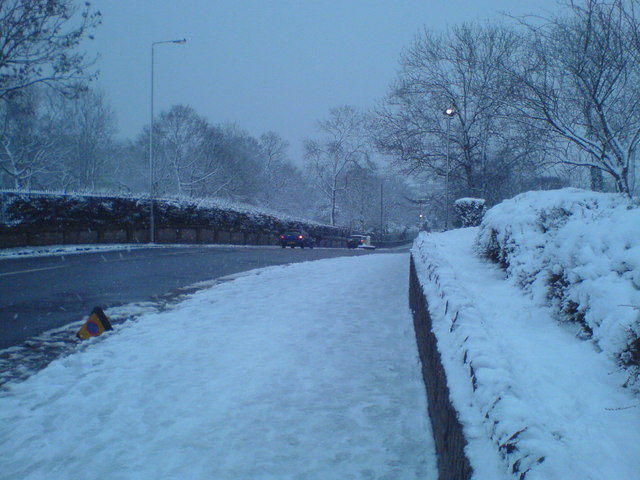 Old Church Road Chingford in the snow