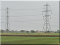 SK7896 : Parallel power lines, east of Owston Road by Christine Johnstone