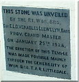 Foundation stone, Brecon Masonic Hall