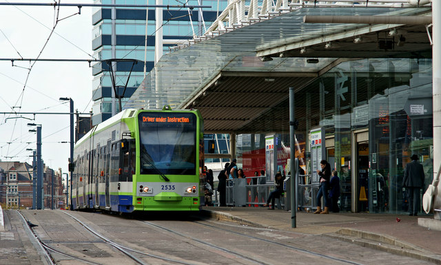 Tram at East Croydon Station
