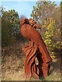 "Bird and Boy" rusting sculpture, Rutland Road, Sheffield