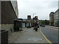 Approaching a bus shelter in Luton town centre