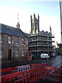 A former church (St James?) under scaffolding