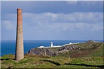 SW3634 : Stamps chimney at Levant Mine by Ian Capper