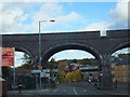 Railway viaduct over A4128 in the centre of High Wycombe