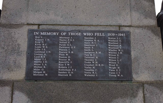 Ashton Gardens - War Memorial plaque to fallen of World War II, St. Annes-on-Sea