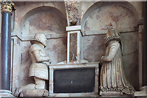 SU5405 : Monument to William Chamberlayne - St Peter's church, Titchfield (detail) by Mike Searle