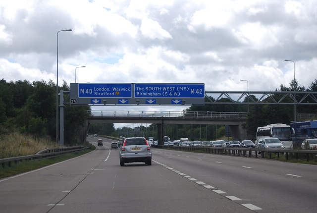 M42 approaching Junction 3a © N Chadwick :: Geograph Britain and Ireland