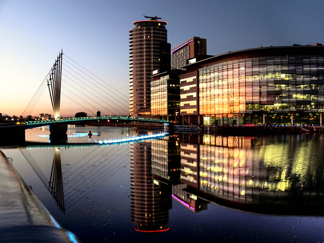 Media City Footbridge and BBC Offices © David Dixon :: Geograph Britain ...