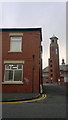 SD8912 : House with Rochdale Fire Station, Rochdale by Steven Haslington