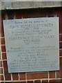 Commemorative stone on the wall of John Pounds Church