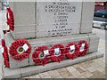 Wreaths on the War Memorial outside the Newcastle Centre