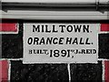 Plaque, Milltown Orange Hall