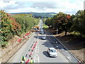 Long queue of traffic on the A468, Caerphilly