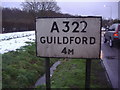 Pre-Worboys route confirmation sign on the A322, Fox Corner